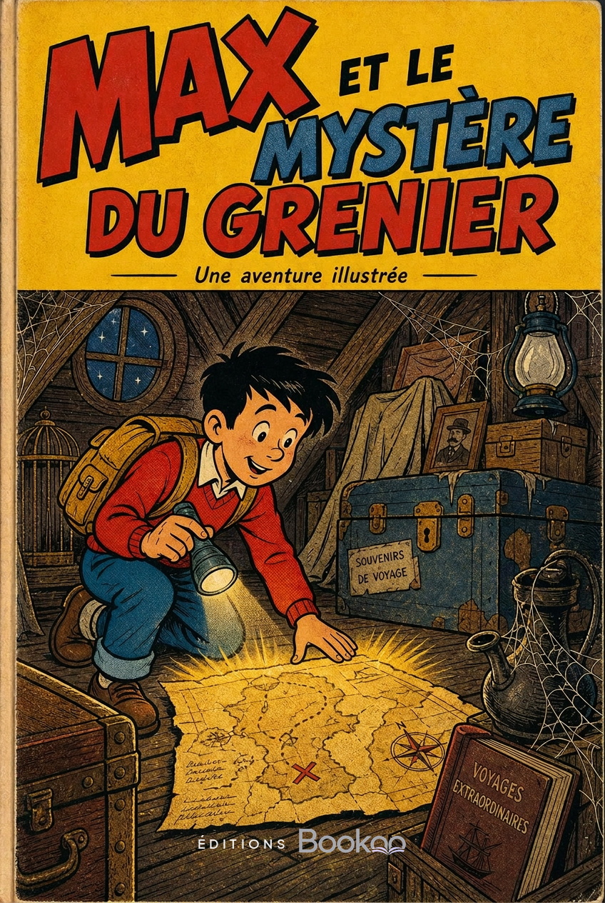BD « Max et le Mystère du Grenier — Une bande dessinée générée sur Bookoo »